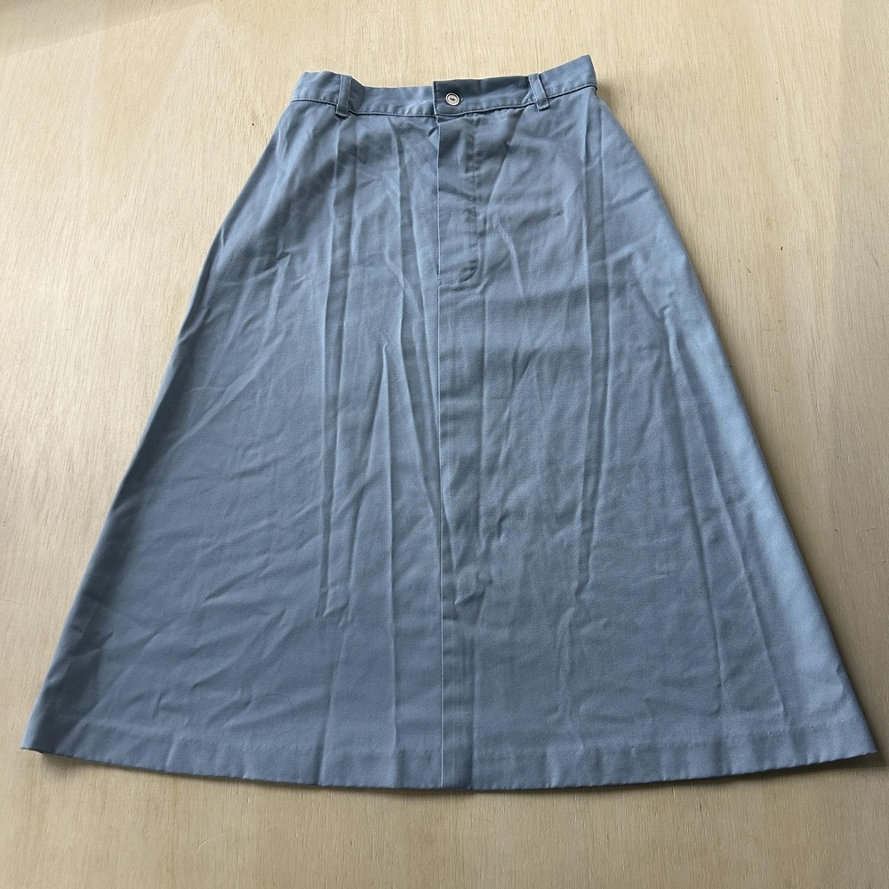 Vintage 80s Time And Place Skirt Juniors 9 Blue Solid A-Line Midi Belt Loops